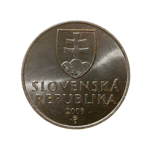 istock coin twenty hellers Slovakia isolated on a white background. top 489868990