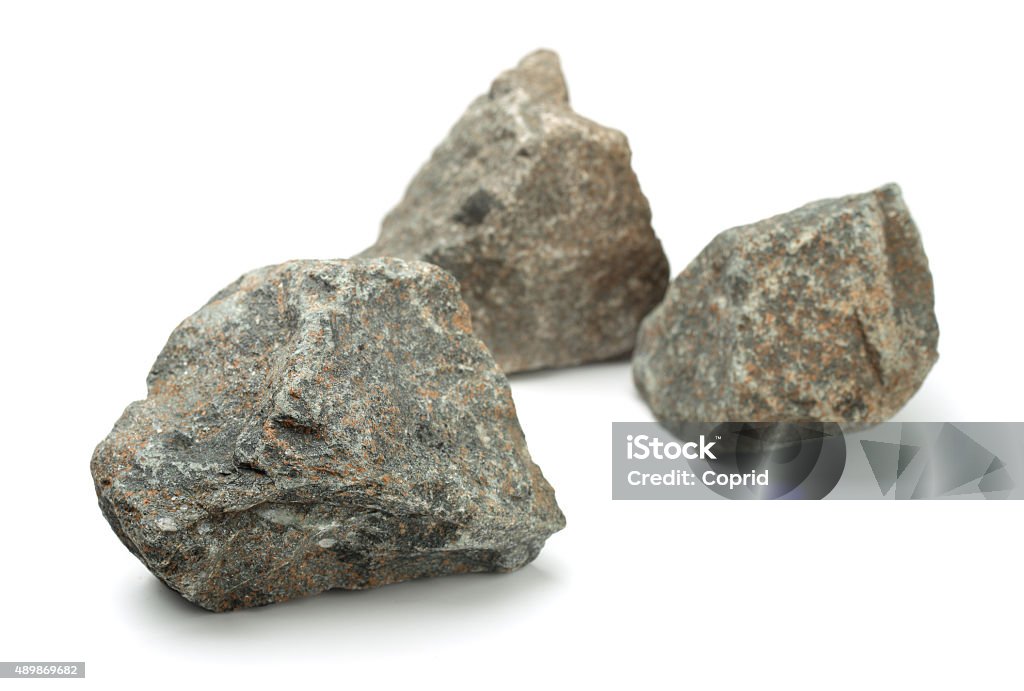 Rocks Three pieces of raw rocks isolated on white Rock - Object Stock Photo