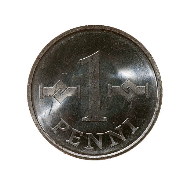 istock one penny coin Finland isolated on a white background. 489869900