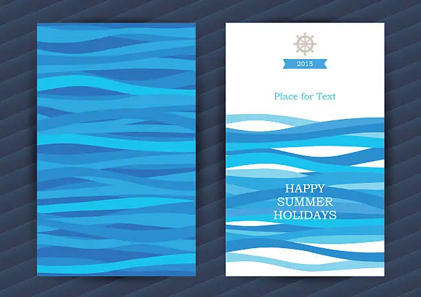 Vector illustration of Summer Holidays cards with sea elements.