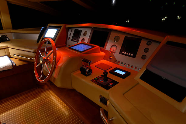 Navigational Equipment of Motor Yacht stock photo