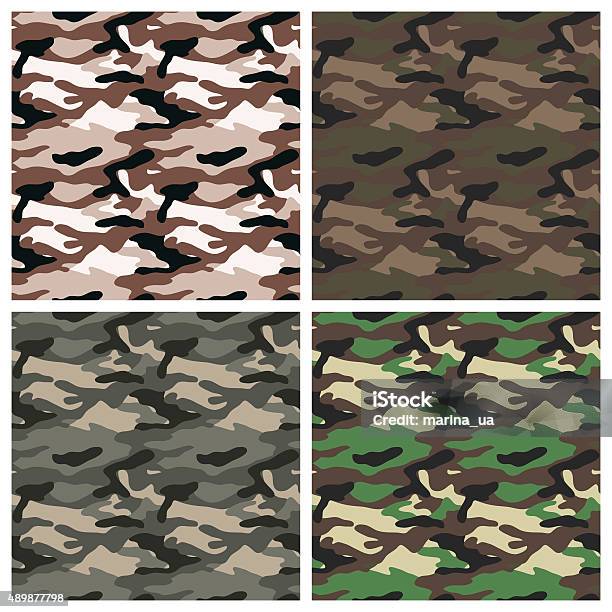 Military Clothing Camouflage Seamless Patterns Stock Illustration - Download Image Now - 2015, Armed Forces, Army