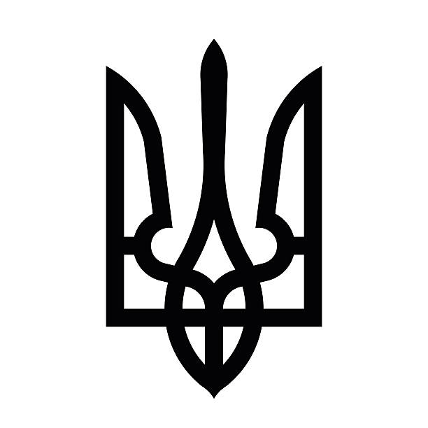щит герба украина - trident stock illustrations