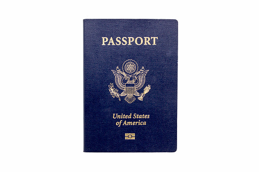 Isolated image of the cover of a United States Passport on a white background. 