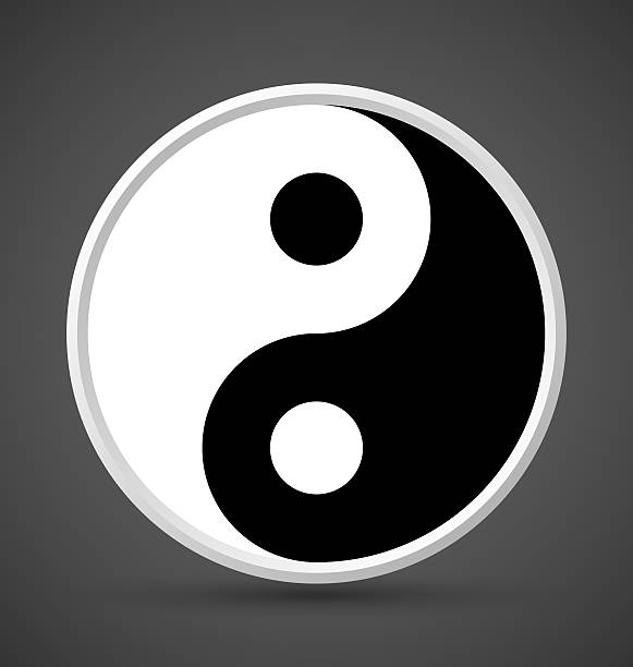 Yin Yang symbol icon Yin Yang symbol icon isolated on dark grey background jin jang stock illustrations
