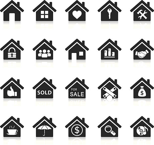 house icons illustration of house icons set for your design and products. home ownership stock illustrations