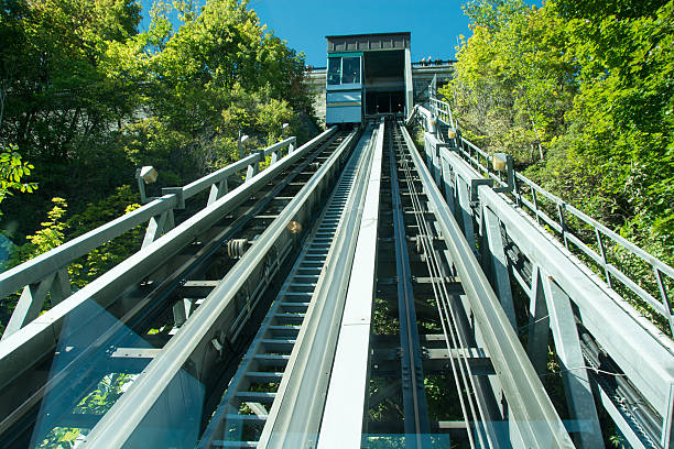 Tourists  in the old section of Quebec City. The funicular leads from the old area to the hotel.