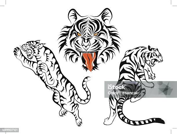 Group Of Tigers Tattoo Stock Illustration - Download Image Now - Tattoo,  Abstract, Animal Wildlife - iStock