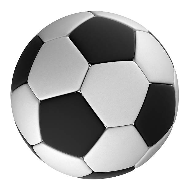 istock White soccer ball with black dots, Isolated 489907737