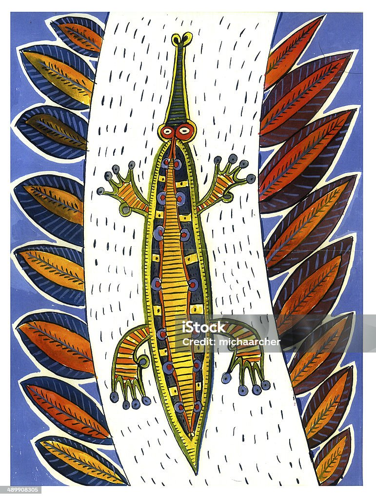 lizard em uma folha - Ilustração de Anfíbio royalty-free