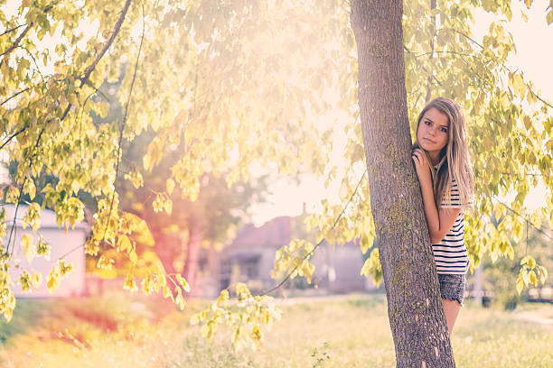 Pretty young woman portrait in public park.Istanbul - Turkey.