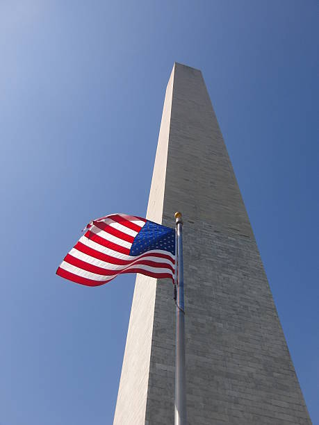 istock Washington Monument and American flag in Washington DC 489908847