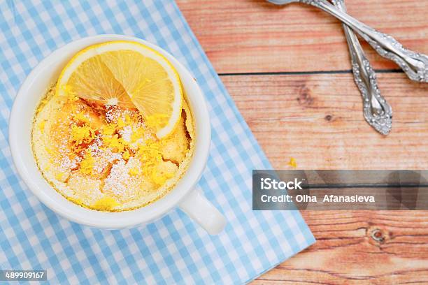 Lemon Pudding In A White Cup Stock Photo - Download Image Now - Backgrounds, Close-up, Cream - Dairy Product