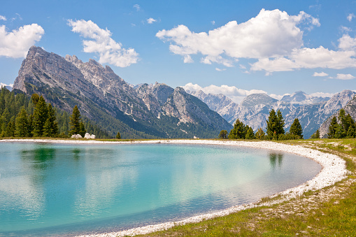 Turquoise lake near to Cresta Bianca peak in the Dolomites (Cortina d'Ampezzo,Italy)