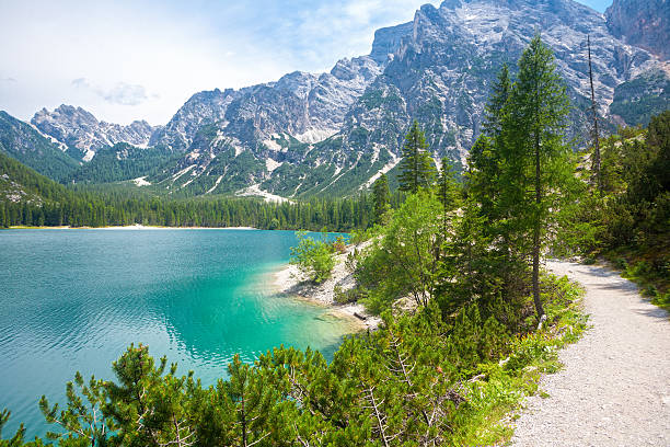 istock Hiking trail at Lake Braies 489909756