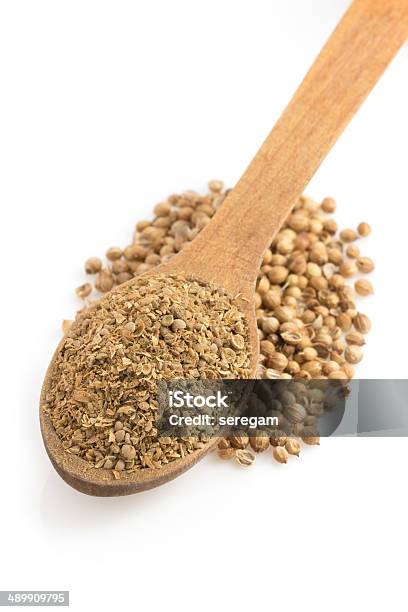 Coriander Powder And Spoon Stock Photo - Download Image Now - Coriander Seed, Ground - Culinary, Cut Out