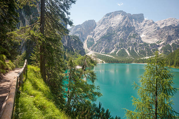 istock Hiking trail at Lake Braies 489909842
