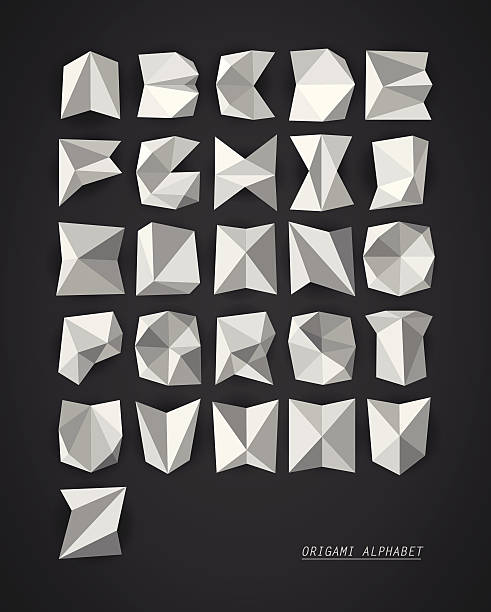 ilustraciones, imágenes clip art, dibujos animados e iconos de stock de origami vector alfabeto - simplicity sparse contrasts single word