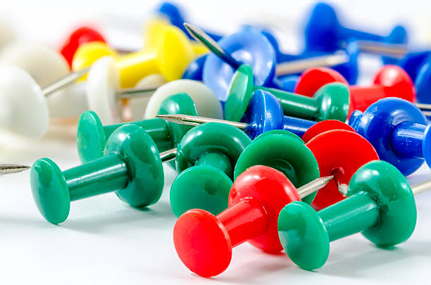 istock Close-up colorful push pins 489910803