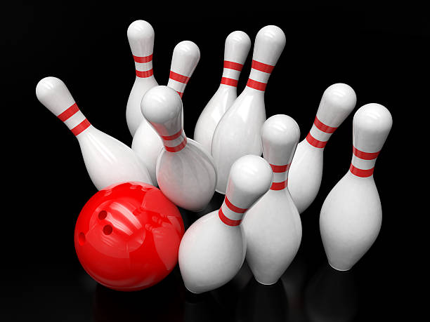 istock Bowling ball and skittles isolated 489911022