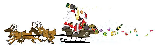 Vector illustration of Party Christmas Cartoon, Drunk Driving