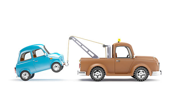 istock tow truck and car side view 489928648