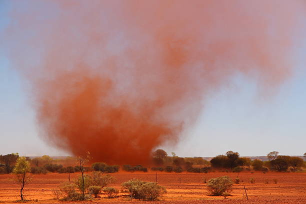 Whirlwind in Australian outback stock photo