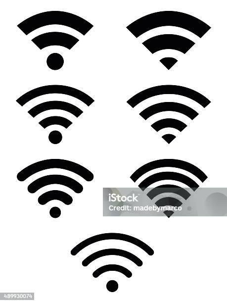 Wifi Symbol Icon Set Stock Illustration - Download Image Now - Wireless Technology, Icon Symbol, Radio Wave
