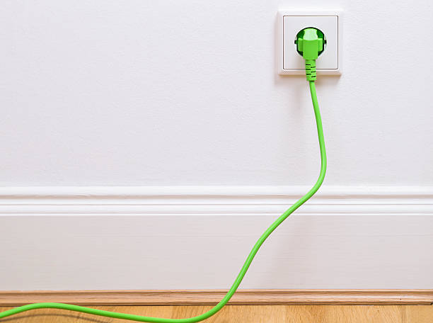 Power socket with plug stock photo