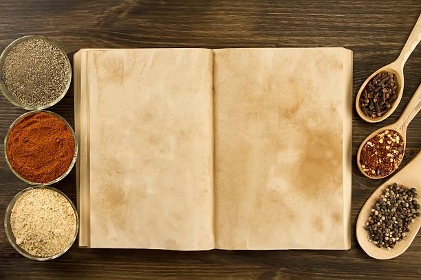 istock open old vintage book with spices 489930716