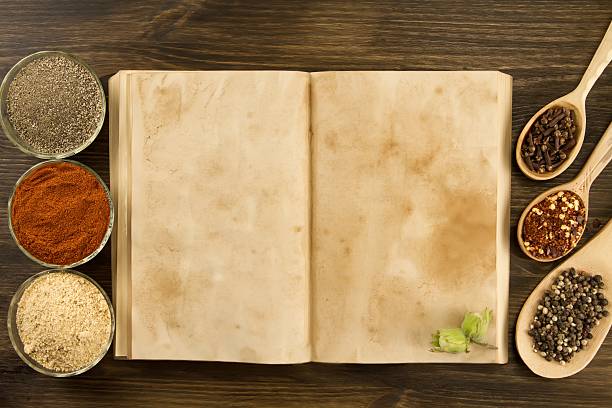 istock open old vintage book with spices 489930734
