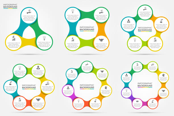 vektor-kreis infografik. - flow chart diagram organization cycle stock-grafiken, -clipart, -cartoons und -symbole