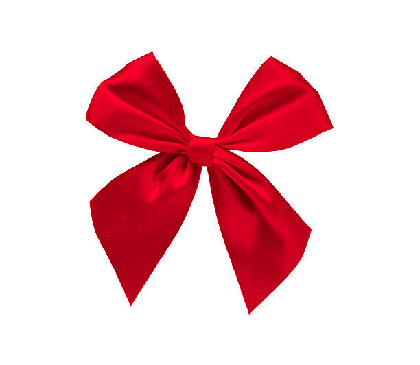 istock Elegant red ribbon bow isolated on white background 489932118