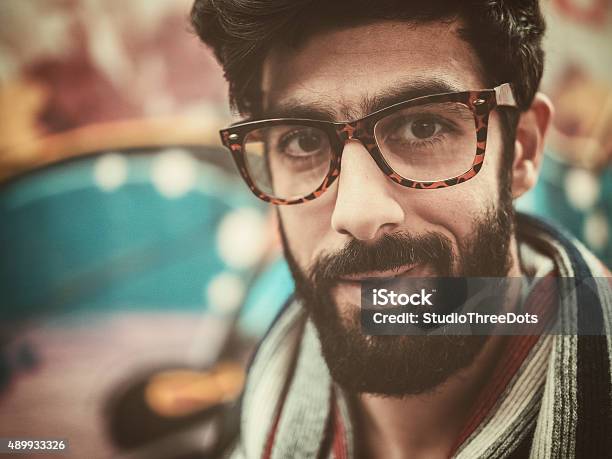 Portrait Of Bearded Man Wearing Glasses Stock Photo - Download Image Now - 2015, 30-34 Years, 30-39 Years