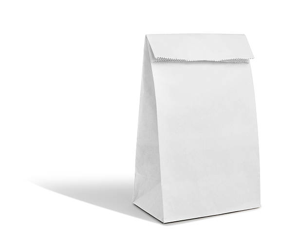 istock recyle white paper bag is on white background 489933760