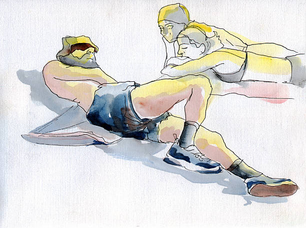istock Sketch lying sunbathing people. Watercolor painting 489936956