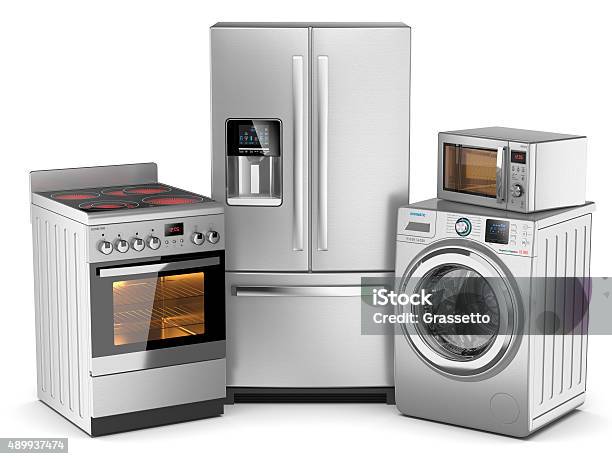 Home Appliances Stock Photo - Download Image Now - Appliance, White Background, Stove