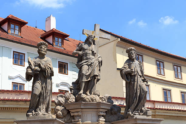 istock Statue of the Holy Savior at Charles Bridge, Prague 489945802