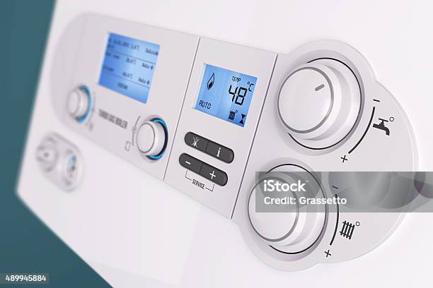 Smart Control Panel Household Gas Boiler Stock Photo - Download Image Now - Boiler, Natural Gas, Heat - Temperature