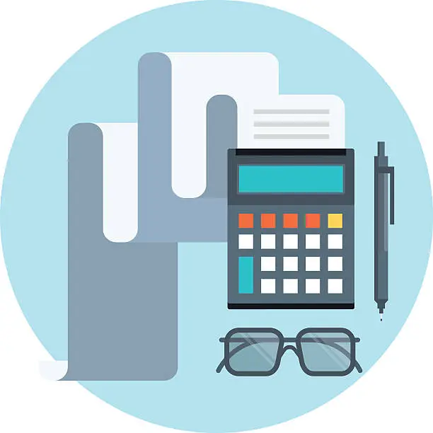 Vector illustration of Accounting, calculating theme, flat style, colorful, vector icon