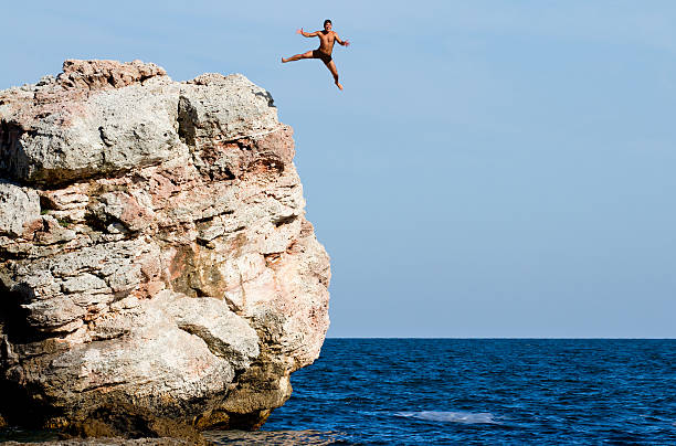 istock Free jump into the sea 489947638