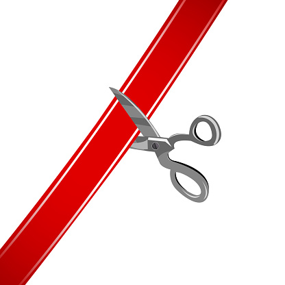 illustration of cutting ribbon  on white background