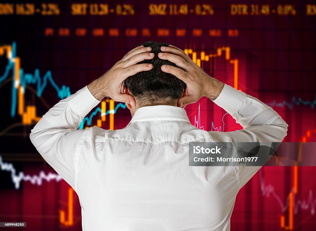 broker stock market crash Man broker stock market crash crisis concept Stock Market and Exchange Stock Photo