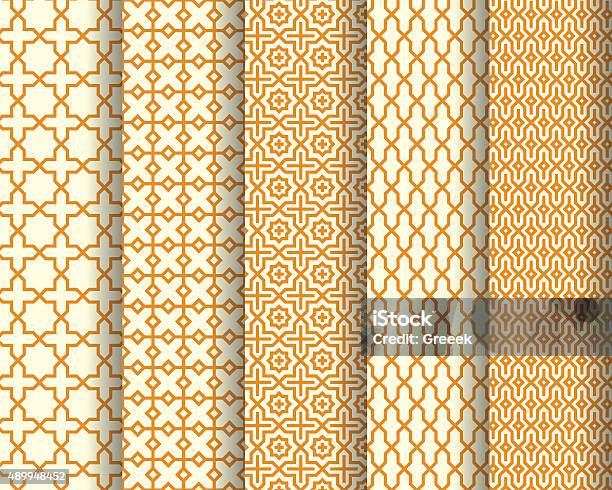 Arabic Simple Line Pattern Set Of Arabic Seamless Patterns Stock Illustration - Download Image Now ...