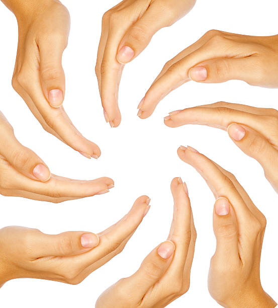istock Human hands forming a circle with copy-space in the middle 489950134