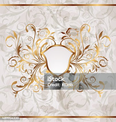 istock Grunge vintage with heraldic shield, seamless floral texture 489954330