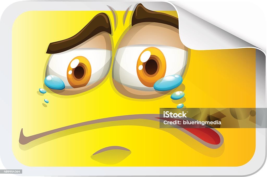 Crying Yellow Sticker Yellow Rectangular Sticker With Crying Face Stock Illustration ...