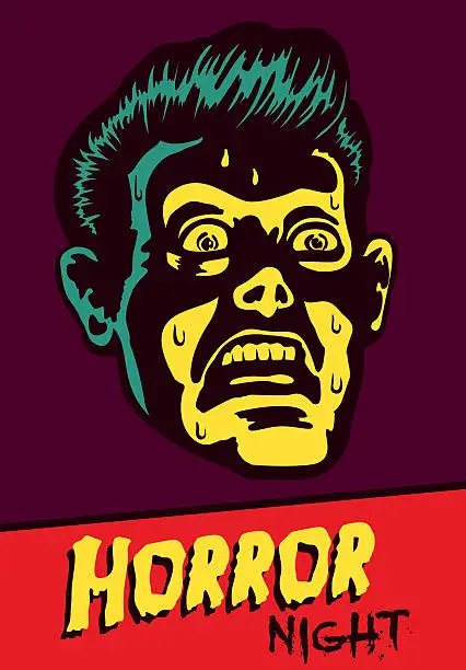 Vector illustration of Horror Night! Halloween party or movie night event flyer design