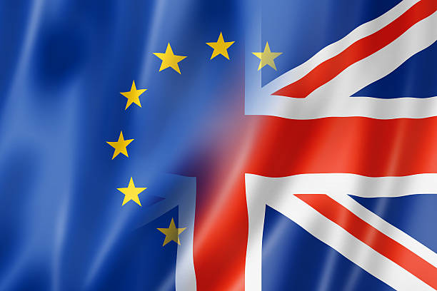 istock Europe and UK flag 489956190