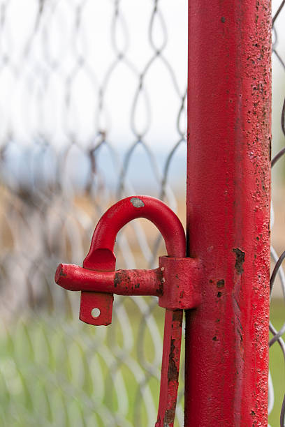 istock Red Pole and Hook Detail on Scaffolding 489958136